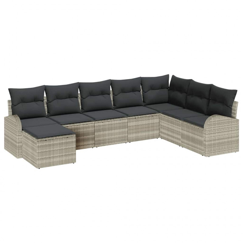 Zestaw Sof z poduszką 8 pcs Jasnoszary polirattan