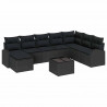 Zestaw Sof z poduszką z przechowywaniem 9 pcs Czarny polirattan