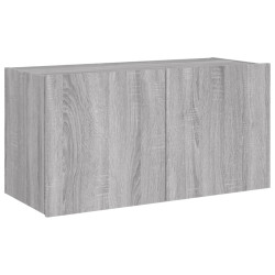 Ścienna szafka TV z LED, szary dąb sonoma, 80x35x41 cm