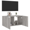 Ścienna szafka TV z LED, szary dąb sonoma, 80x35x41 cm