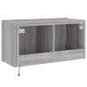 Ścienna szafka TV z LED, szary dąb sonoma, 80x35x41 cm