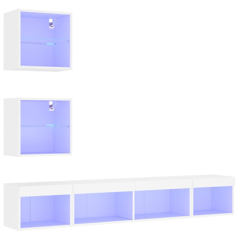 5-częściowy zestaw mebli TV z LED, biały