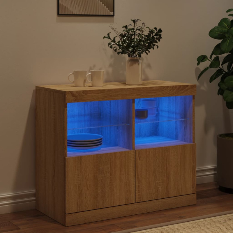 Szafka z oświetleniem LED, dąb sonoma, 81x37x67 cm