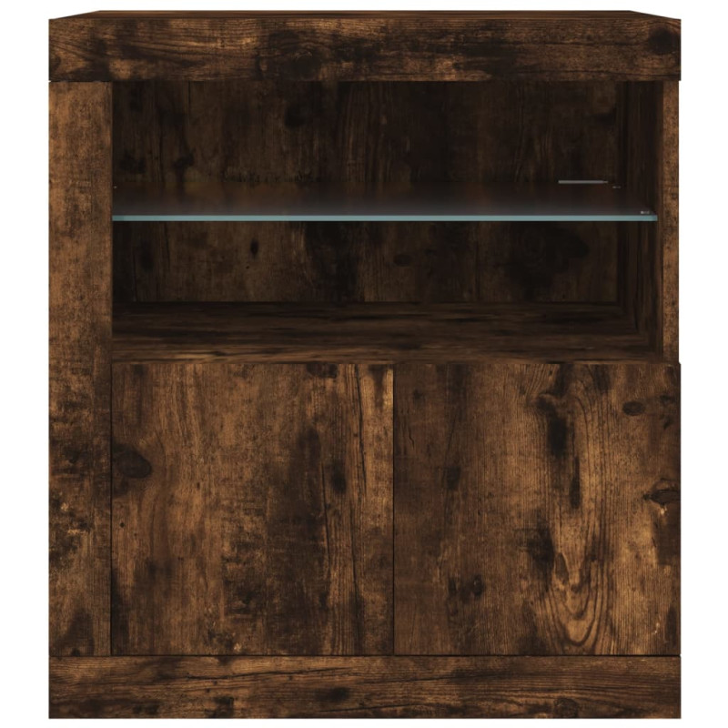 Szafka z oświetleniem LED, przydymiony dąb, 60,5x37x67 cm
