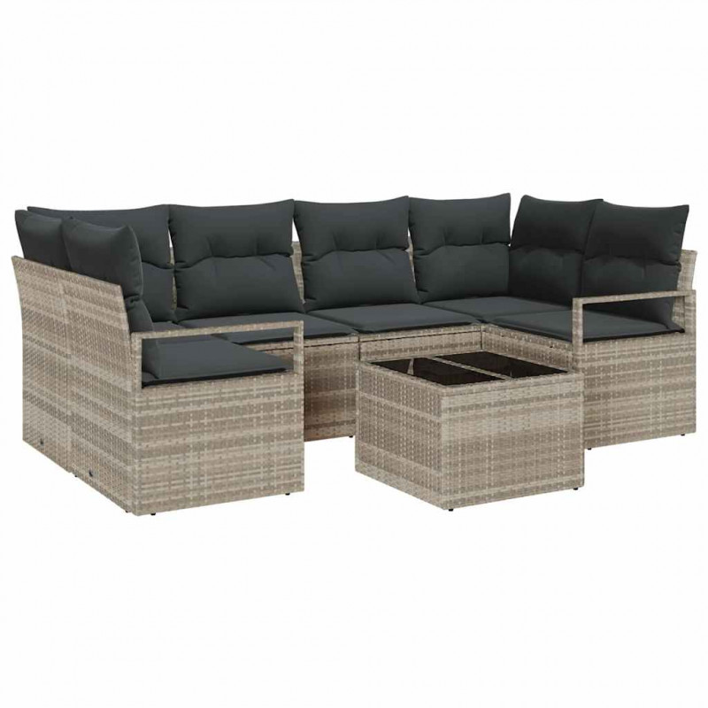Zestaw Sof na Ogród z poduszką 7 pcs Jasnoszary i ciemnoszary