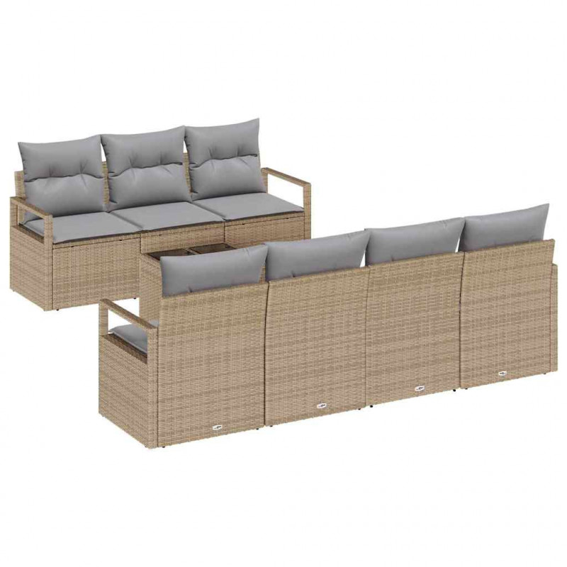 Zestaw Sof na Ogród 8 pcs Beżowy i jasnoszary 55 x 55 x 37 cm