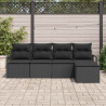 Zestaw Sof z poduszką z przechowywaniem 5 pcs Czarny polirattan