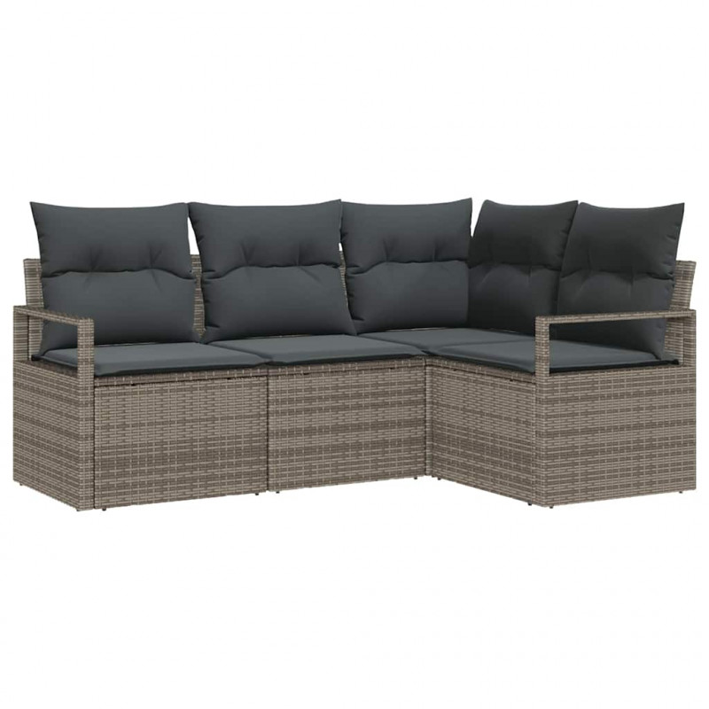 Zestaw Sof z poduszką z przechowywaniem 4 pcs Szary polirattan
