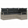Zestaw Sof z poduszką 4 pcs Jasnoszary polirattan