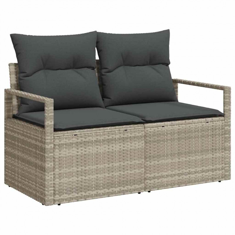 Zestaw Sof z poduszką 6 pcs Jasnoszary polirattan