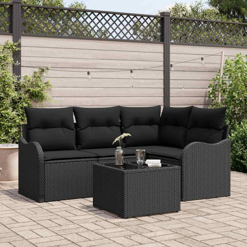 Zestaw Sof na Ogród z przechowywaniem 5 pcs Beżowy polirattan