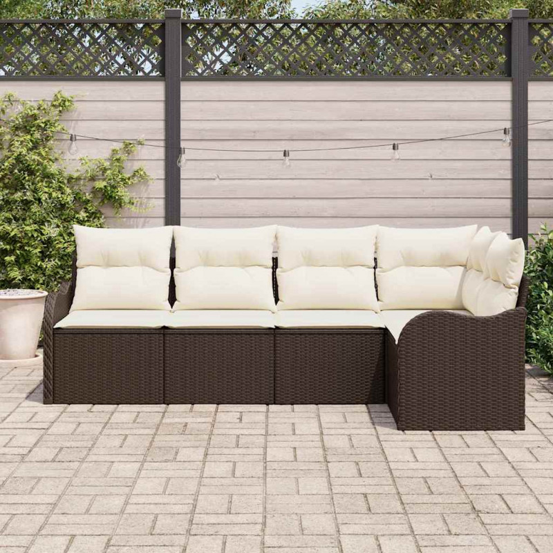 Zestaw Sof na Ogród z przechowywaniem 5 pcs Brązowy polirattan