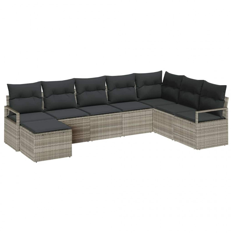 Zestaw Sof z poduszką 8 pcs Jasnoszary polirattan