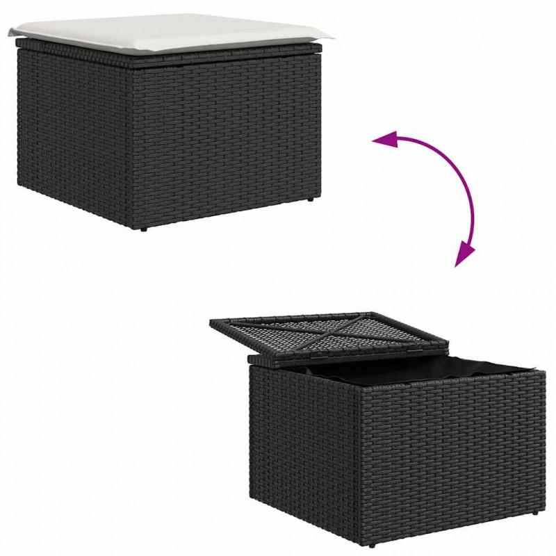 Zestaw Sof z poduszką 9 pcs Brązowy i Kremowy polirattan