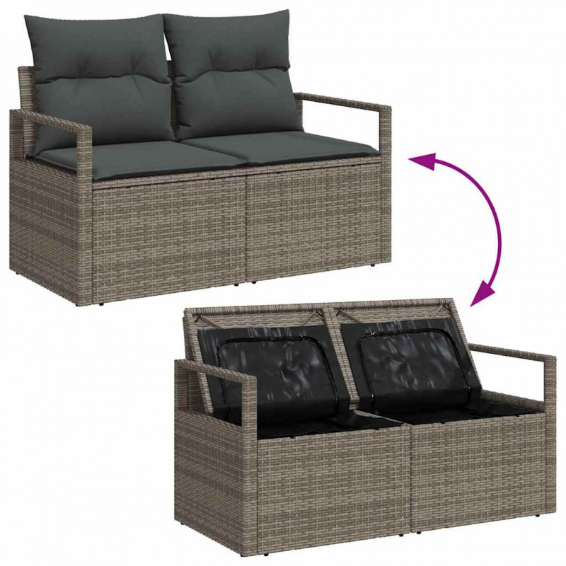 Zestaw Sof z poduszką 9 pcs Jasnoszary polirattan