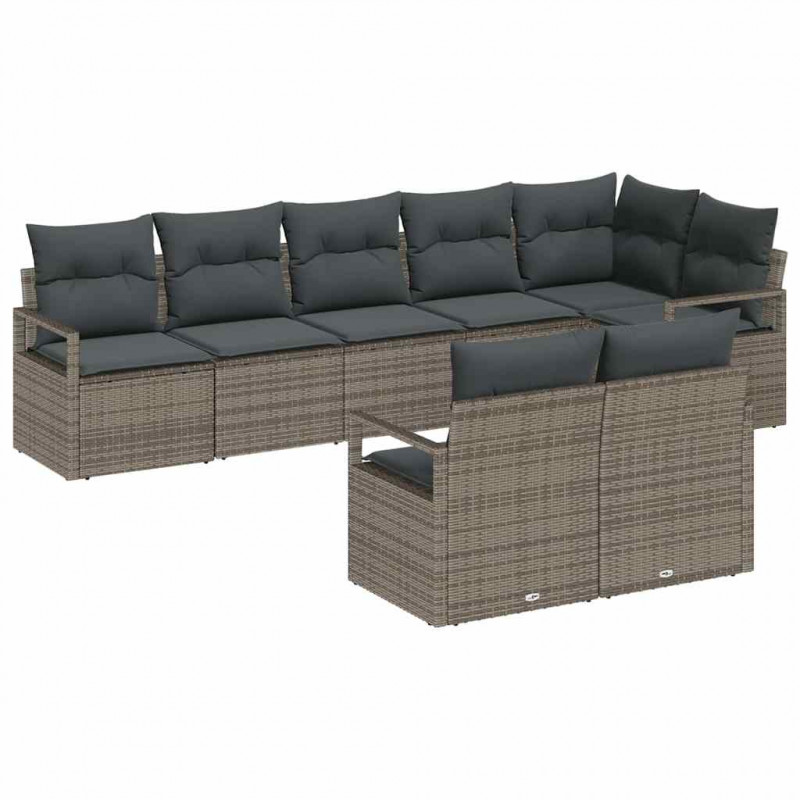 Zestaw Sof na Ogród z poduszką 8 pcs Szary polirattan