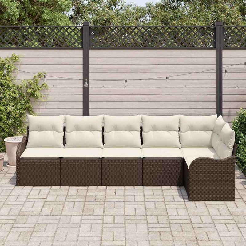 Zestaw Sof na Ogród z przechowywaniem 6 pcs Brązowy polirattan