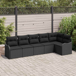 Zestaw Sof na Ogród z przechowywaniem 6 pcs Czarny polirattan