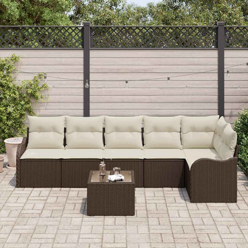 Zestaw Sof na Ogród z przechowywaniem 7 pcs Szary polirattan