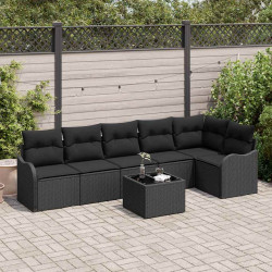 Zestaw Sof na Ogród z poduszką 7 pcs Beżowy Polirattan