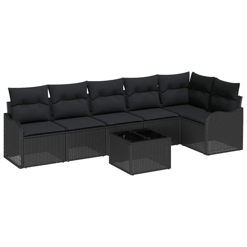 Zestaw Sof na Ogród z poduszką 7 pcs Beżowy Polirattan