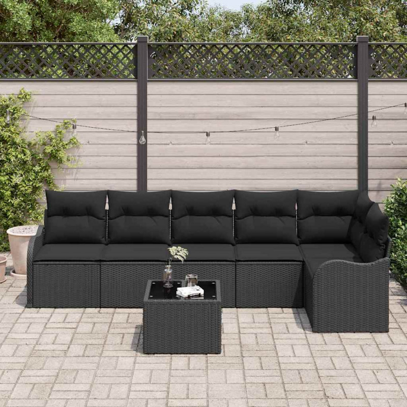 Zestaw Sof na Ogród z poduszką 7 pcs Beżowy Polirattan