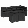 Zestaw Sof na Ogród z poduszką 7 pcs Czarny Polirattan