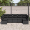 Zestaw Sof na Ogród z poduszką 7 pcs Czarny polirattan
