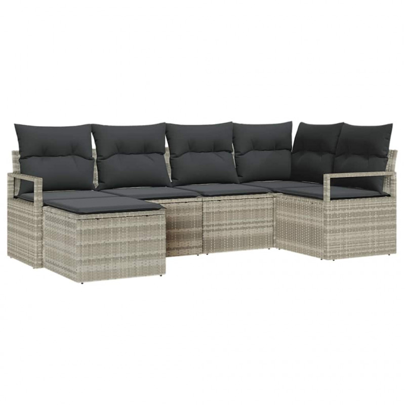 Zestaw Sof z poduszką 6 pcs Jasnoszary polirattan