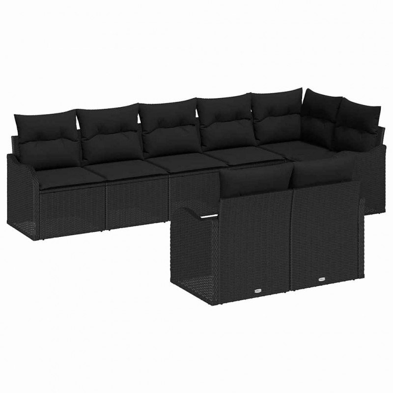 Zestaw Sof na Ogród z przechowywaniem 8 pcs Czarny polirattan