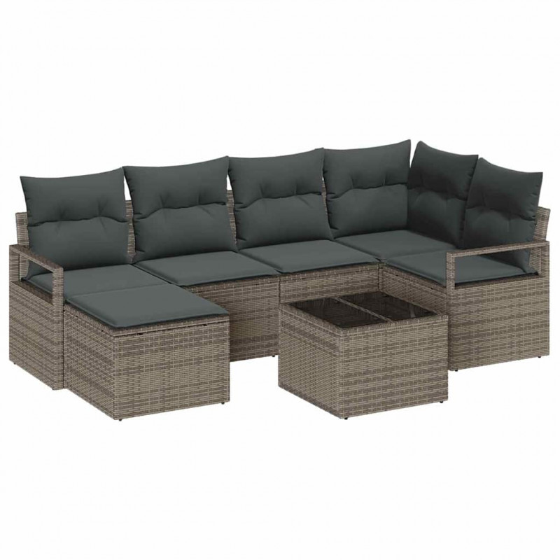 Zestaw Sof z poduszką 7 pcs Jasnoszary polirattan