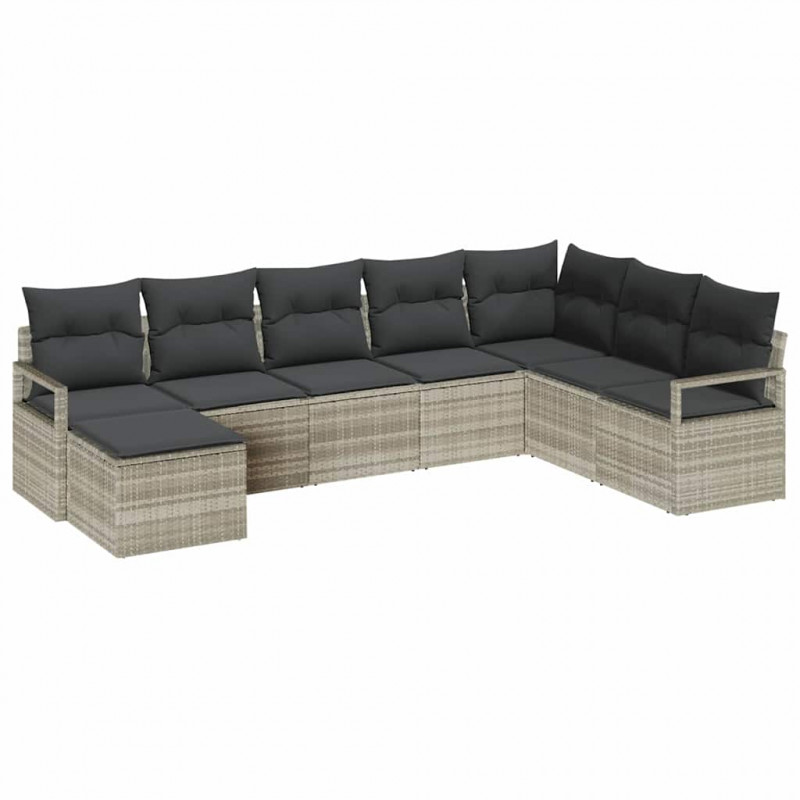 Zestaw Sof z poduszką 7 pcs Jasnoszary polirattan