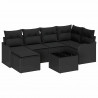 Zestaw Sof na Ogród z poduszką 7 pcs Czarny Polirattan