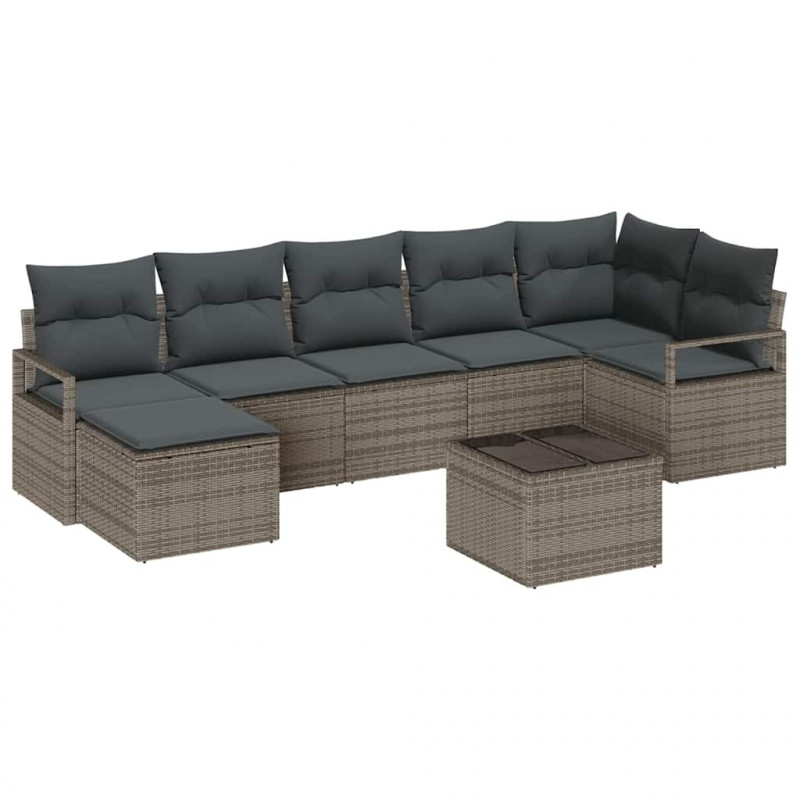 Zestaw Sof z poduszką 8 pcs Jasnoszary polirattan