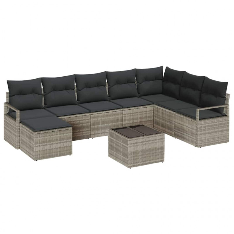 Zestaw Sof z poduszką 8 pcs Jasnoszary polirattan