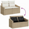 Zestaw Sof na Ogród z poduszką 3 pcs Beżowy i biały polirattan
