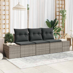 Zestaw Sof na Ogród z przechowywaniem 3 pcs Szary polirattan