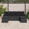 Zestaw Sof na Ogród z poduszką 6 pcs Czarny Polirattan