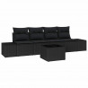 Zestaw Sof na Ogród z poduszką 5 pcs Czarny polirattan