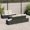 Zestaw Sof na Ogród 6 pcs Czarny i kremowy polirattan