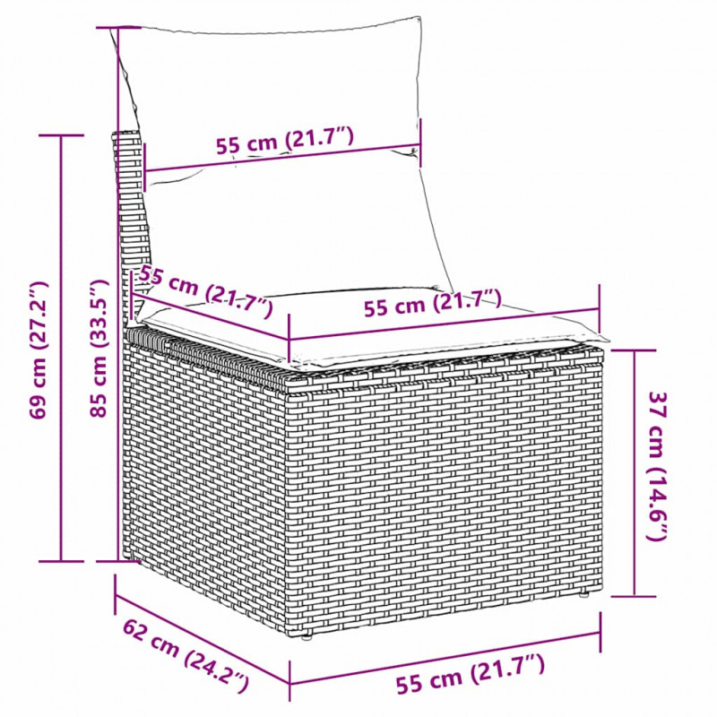 Zestaw Sof z poduszką 7 pcs Brązowy i Kremowy polirattan