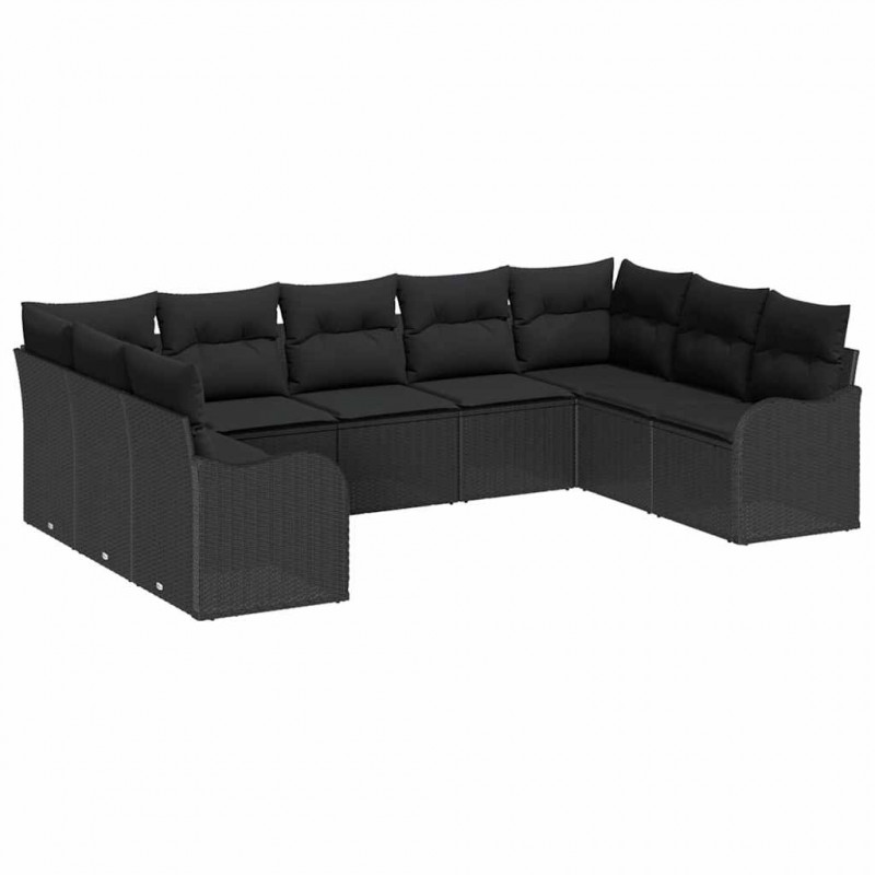 Zestaw Sof na Ogród z przechowywaniem 9 pcs Czarny polirattan