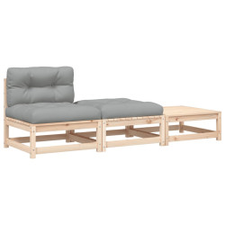 Ogrodowa sofa bez podłokietników, z poduszkami i podnóżkami