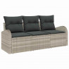 Zestaw Sof na Ogród z poduszką 3 pcs Jasnoszary Polirattan
