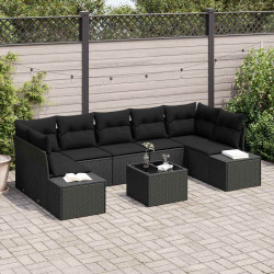 Zestaw Sof na Ogród z poduszką 8 pcs Czarny polirattan