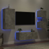 5-częściowy zestaw mebli TV z LED, szarość betonu