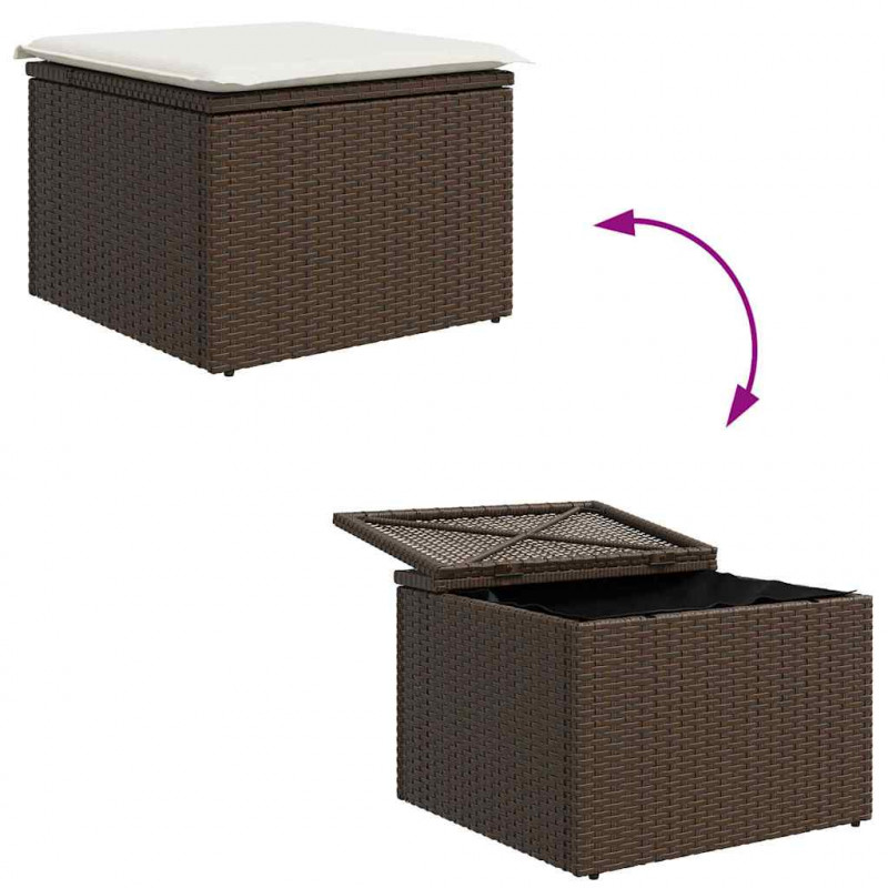Zestaw Sof z poduszką 4 pcs Brązowy i Kremowy polirattan