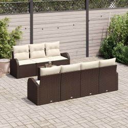 Zestaw Sof na Ogród 8 pcs Brązowy, kremowy 55 x 55 x 37 cm