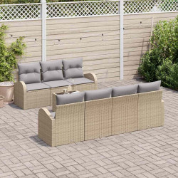 Zestaw Sof na Ogród z poduszką z poduszką 8 pcs Beżowy i szary