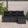 Zestaw Sof z poduszką z przechowywaniem 4 pcs Czarny polirattan
